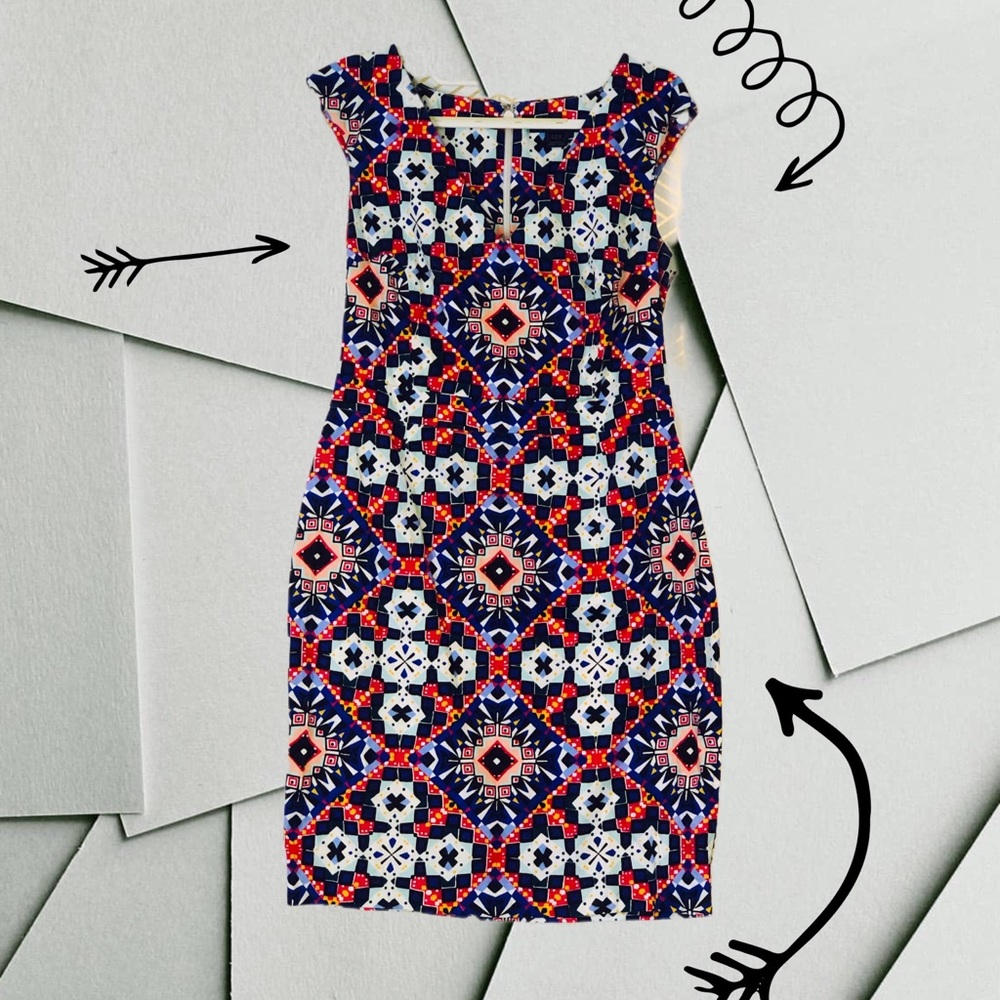 French Connection- Pencil Dress with fun pattern